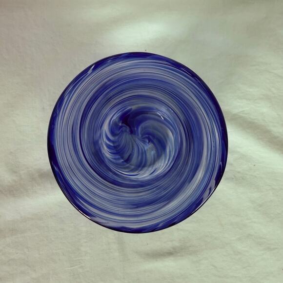 Cool Cobalt Blue White & Clear Art Studio Drinking Glass Tumbler Collectible - Picture 4 of 5